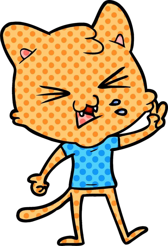 cartoon cat hissing vector
