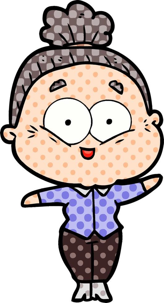 cartoon happy old woman vector