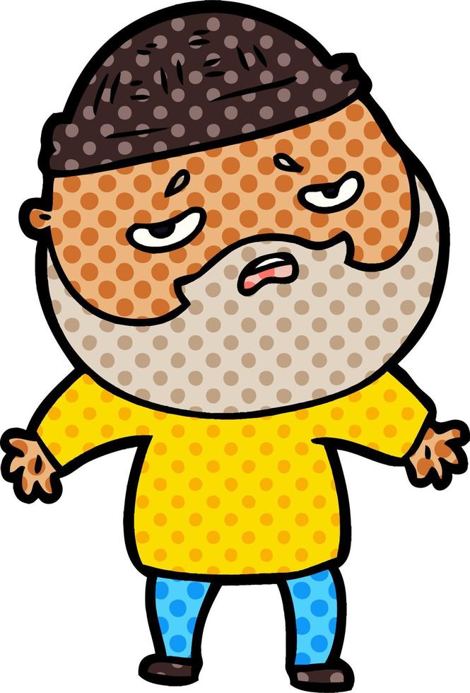 cartoon worried man with beard vector