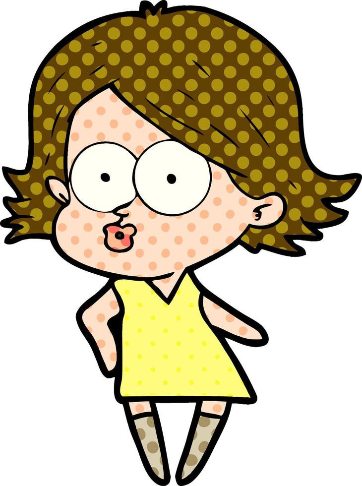 cartoon girl pouting vector