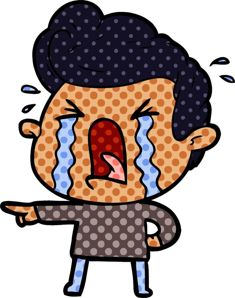 cartoon crying man vector