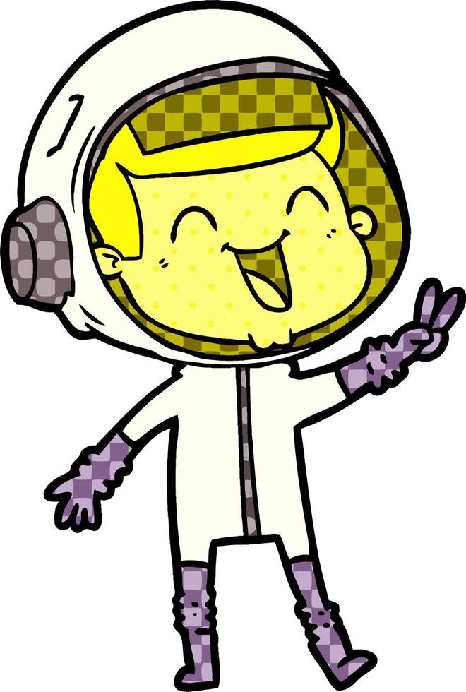 happy cartoon astronaut vector