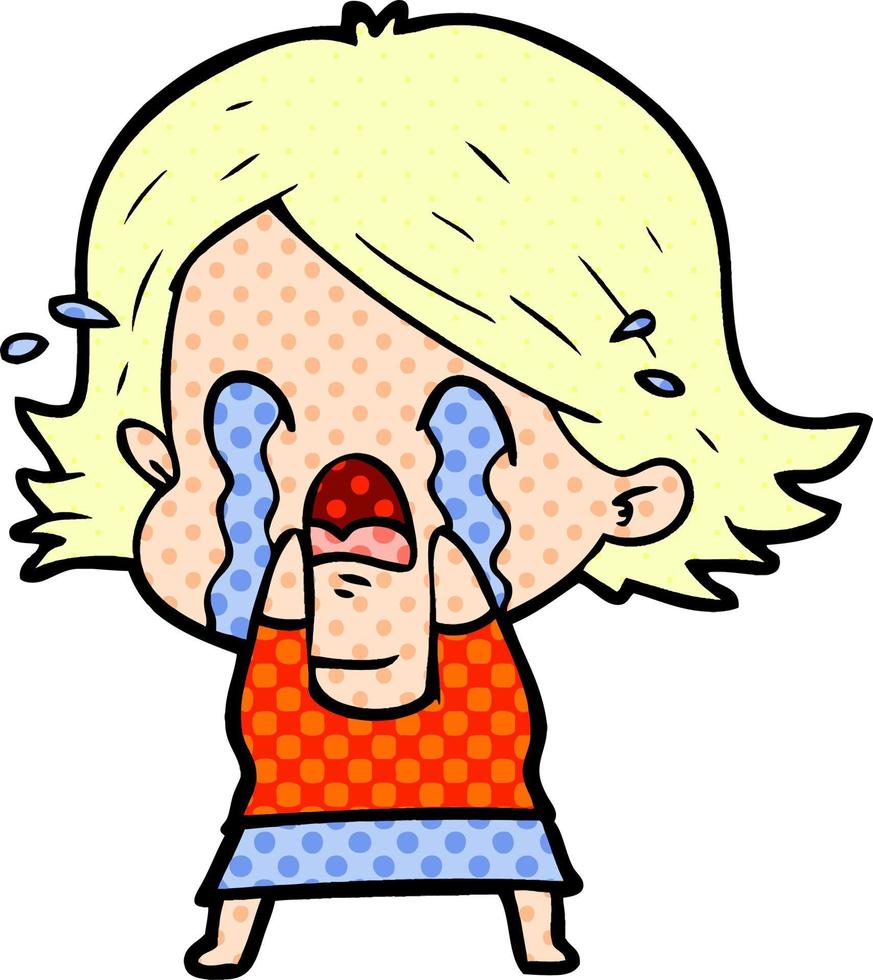 cartoon woman crying vector