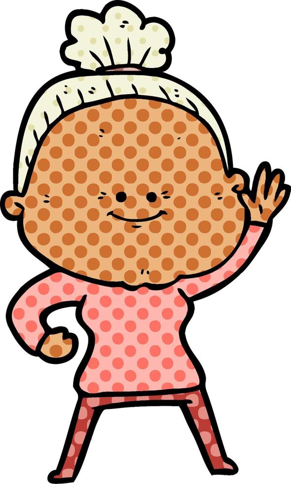 cartoon happy old woman vector