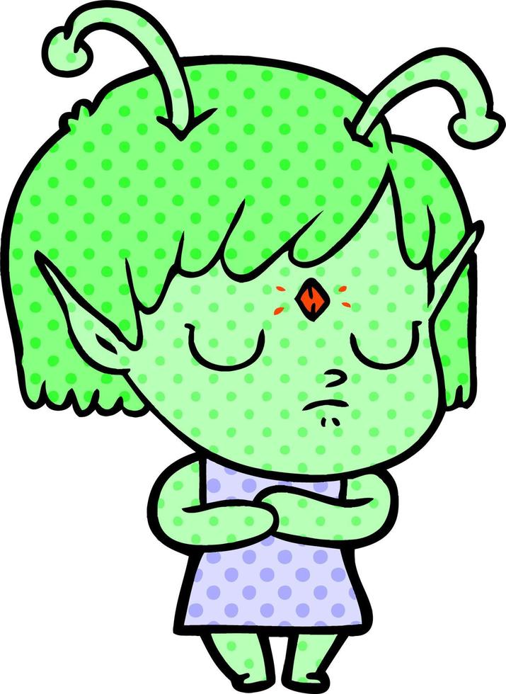 cartoon alien girl vector