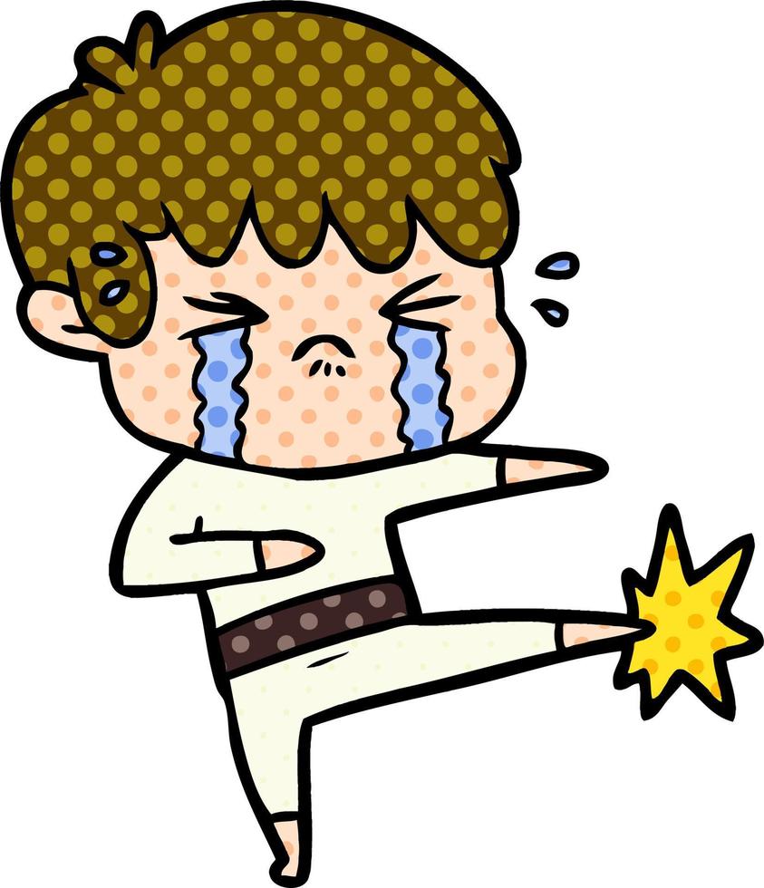 cartoon boy crying vector