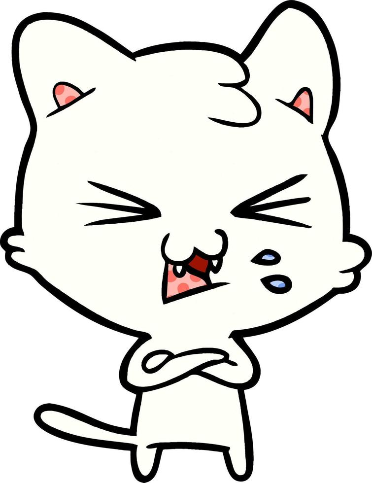 cartoon cat hissing vector