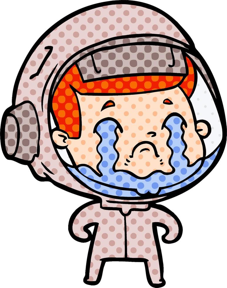 cartoon crying astronaut vector