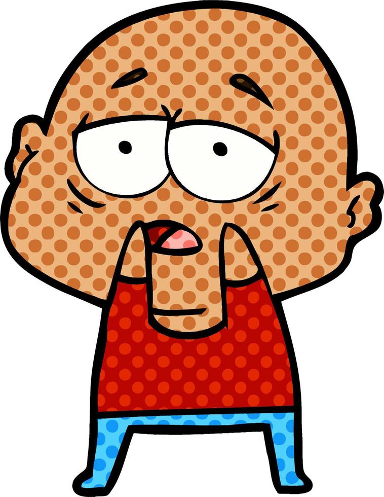 cartoon tired bald man vector