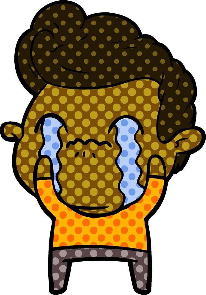 cartoon man crying vector