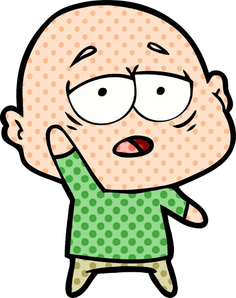 cartoon tired bald man vector