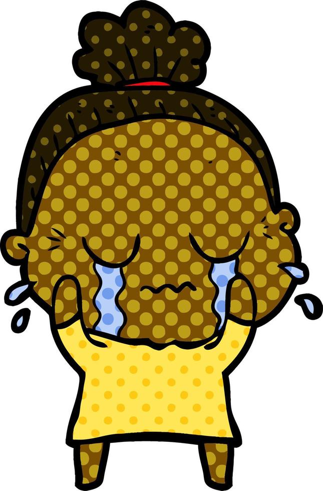 cartoon crying old lady vector
