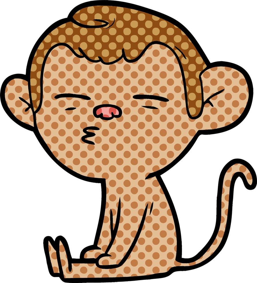 cartoon suspicious monkey vector