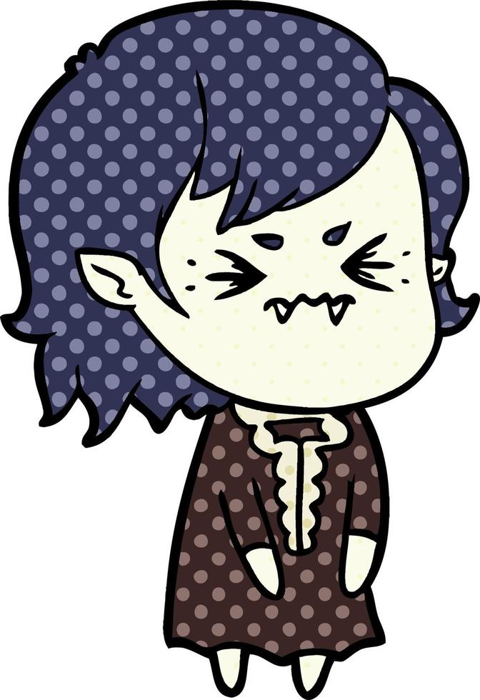 annoyed cartoon vampire girl vector