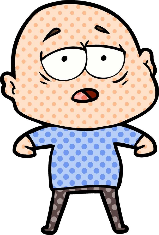 cartoon tired bald man vector