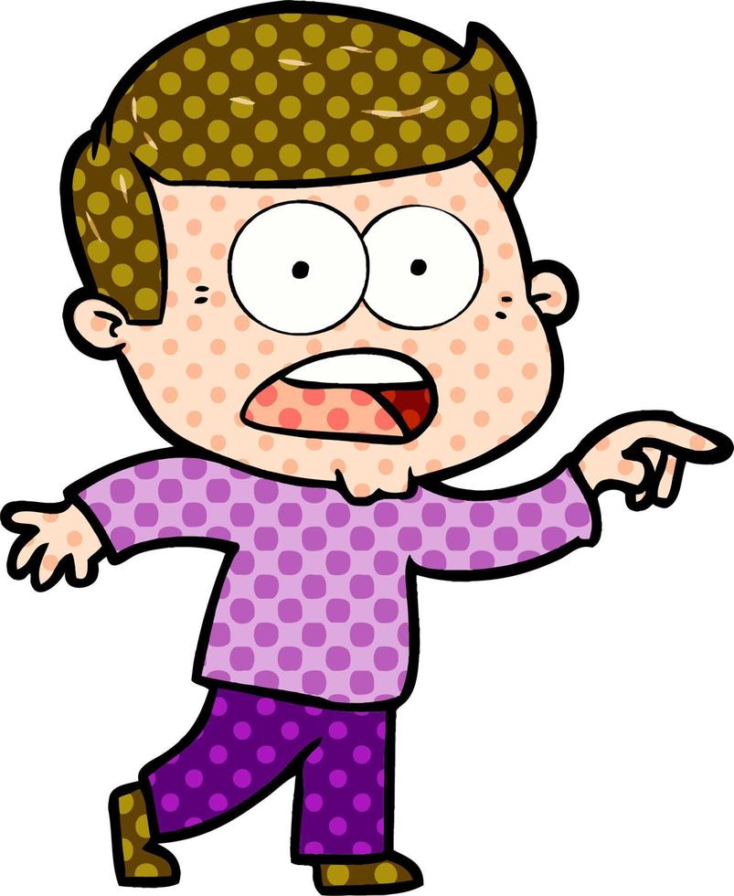 cartoon shocked man vector