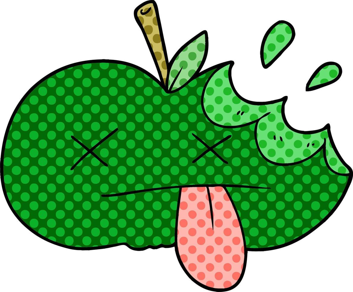 manzana mordida de dibujos animados vector