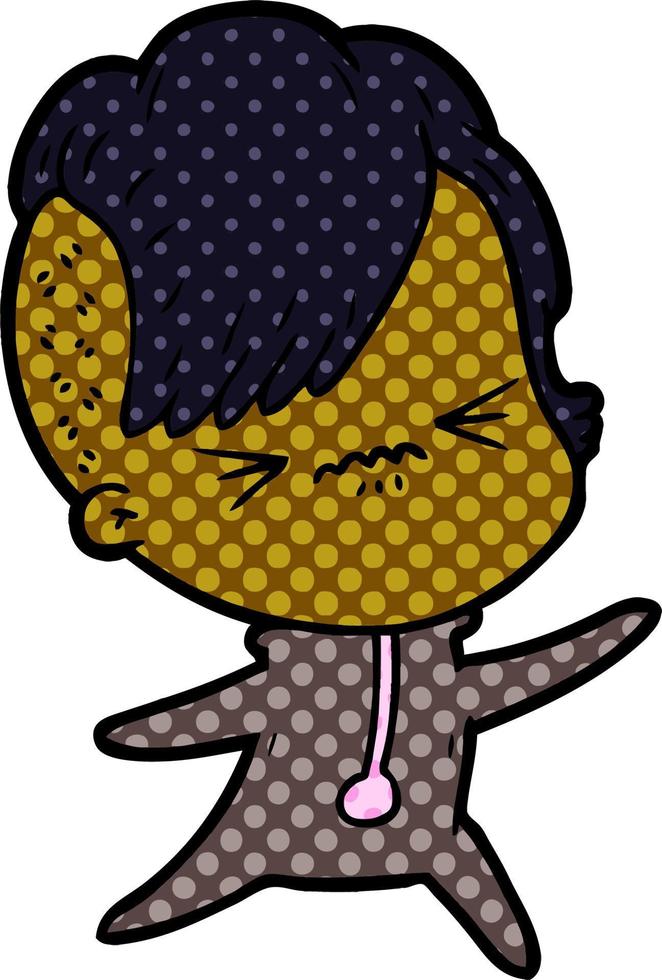 chica hipster molesta de dibujos animados vector