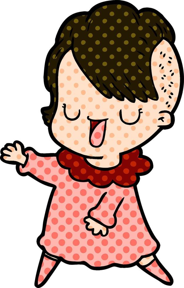 cute cartoon girl with hipster haircut vector