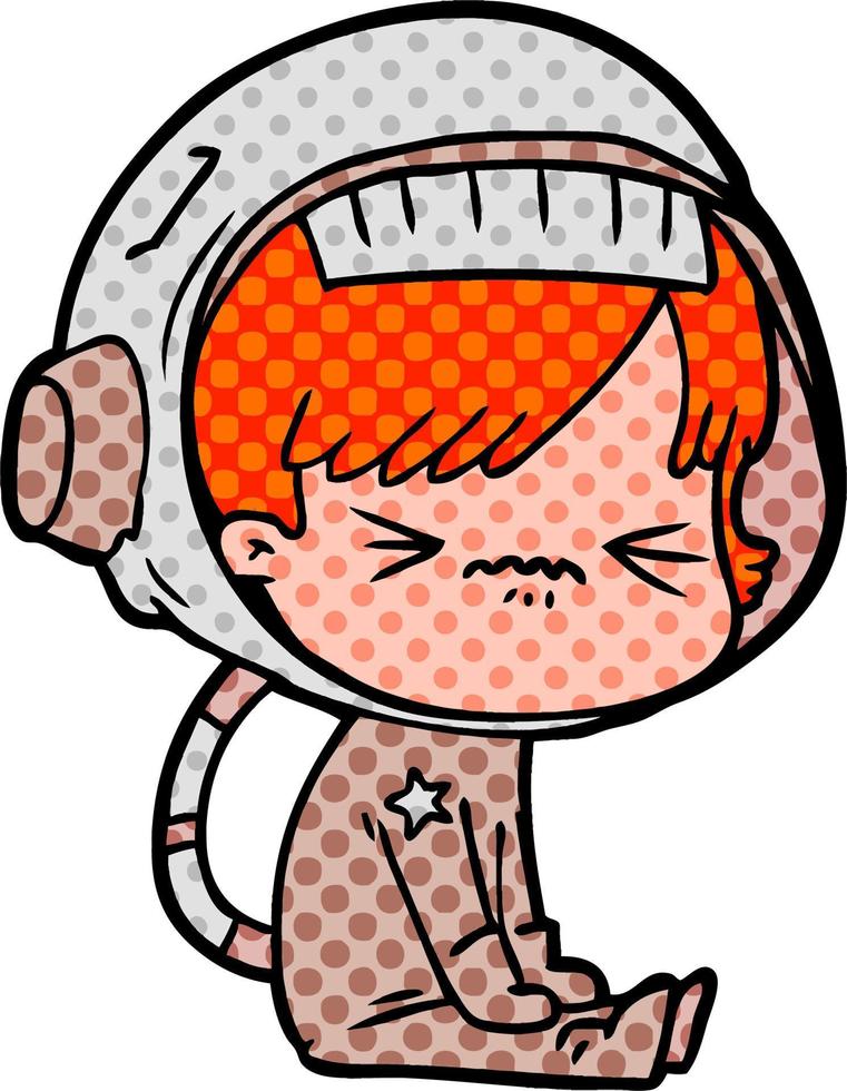 cartoon astronaut woman vector