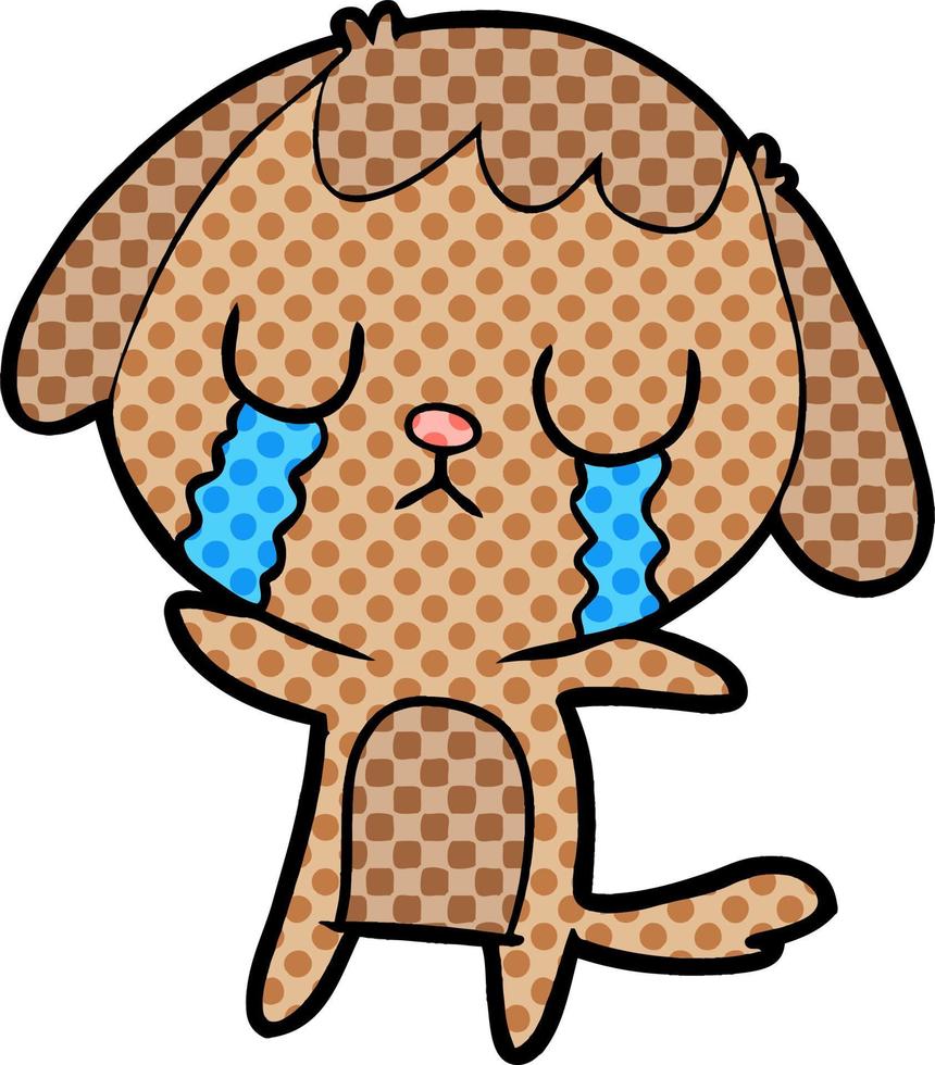 lindo perro de dibujos animados llorando vector