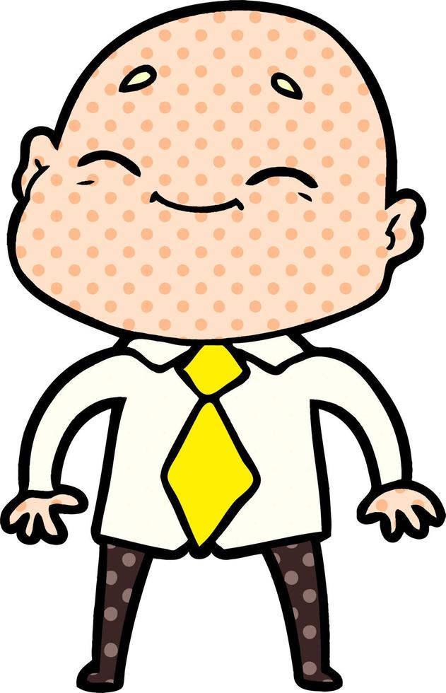 happy cartoon bald man vector