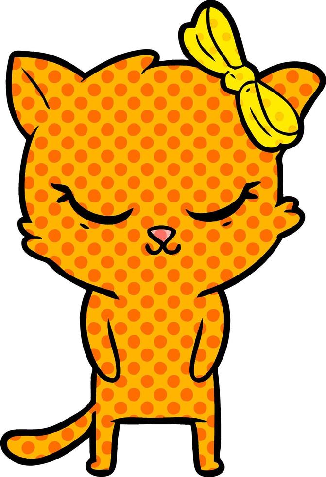 cute cartoon cat with bow vector