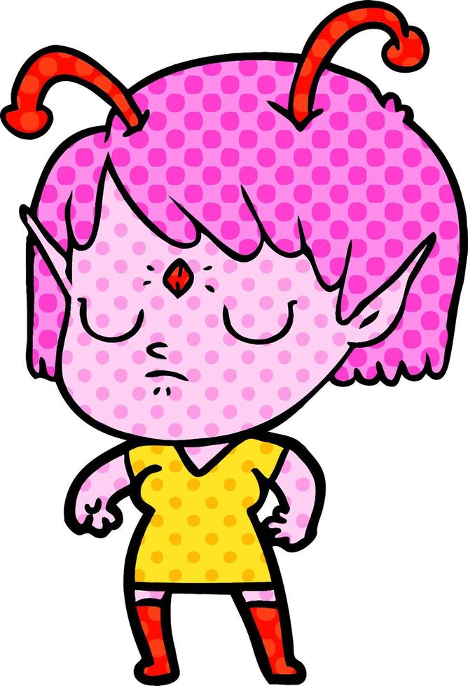 cartoon alien girl vector
