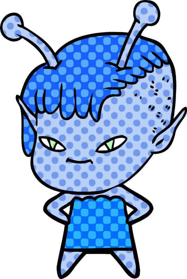 cute cartoon alien girl vector