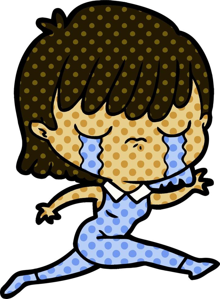 cartoon woman crying vector