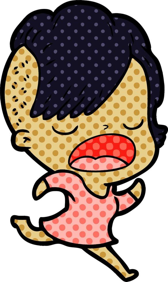 cartoon cool hipster girl talking vector
