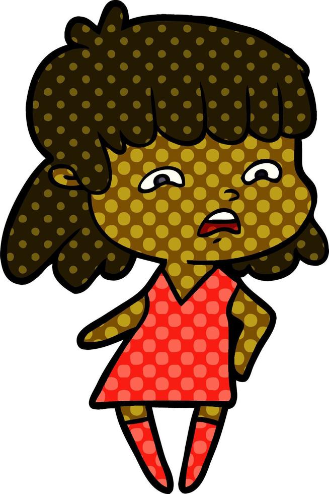 cartoon worried woman vector