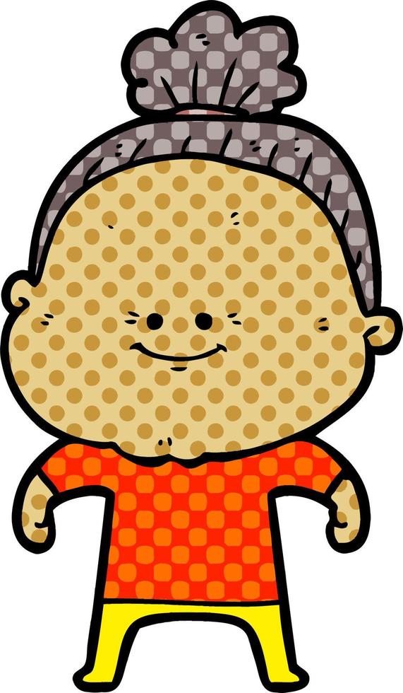 cartoon happy old woman vector