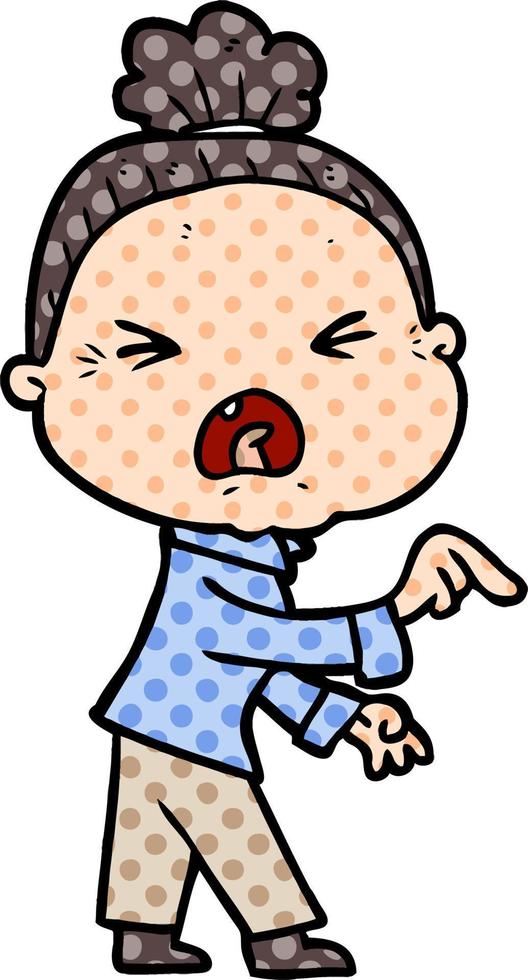 cartoon angry old woman vector