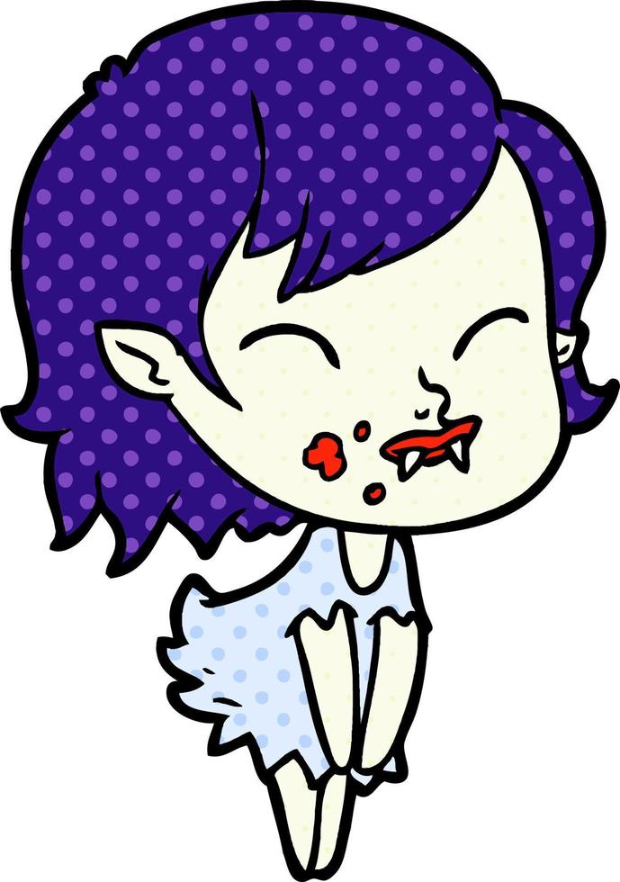 cartoon vampire girl with blood on cheek vector