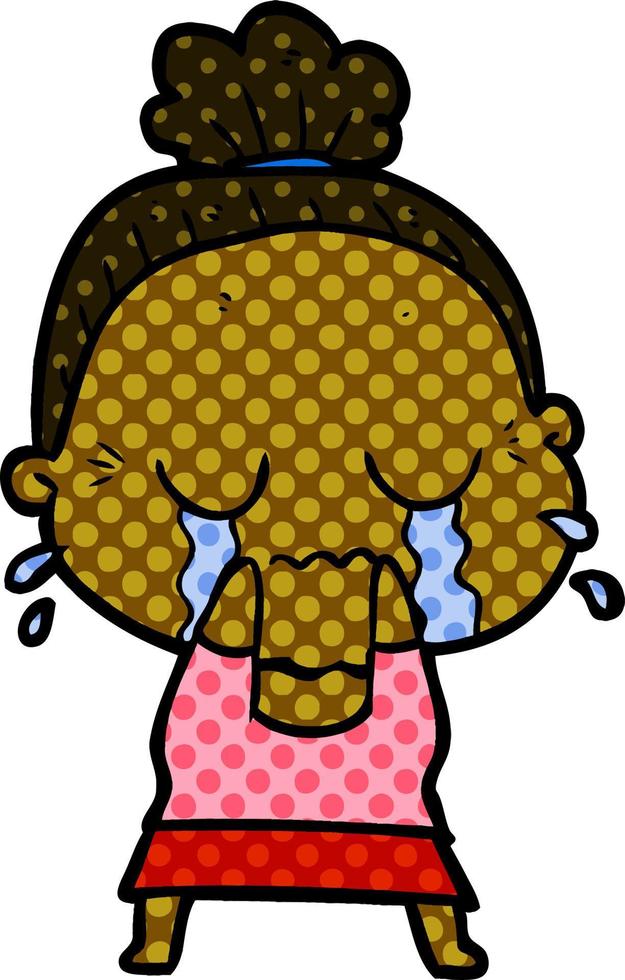 cartoon crying old lady vector