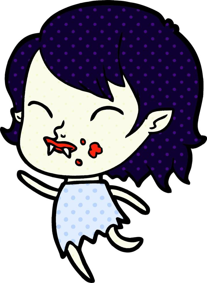 cartoon vampire girl with blood on cheek vector