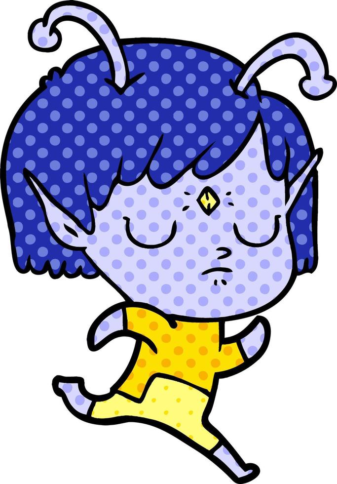 cartoon alien girl vector