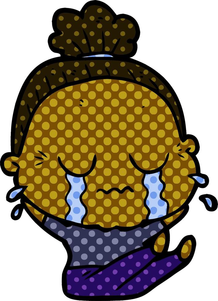 cartoon crying old lady vector