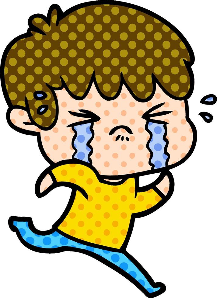 cartoon boy crying vector