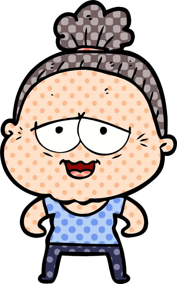 cartoon happy old lady vector