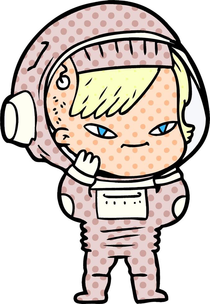 cartoon astronaut woman vector