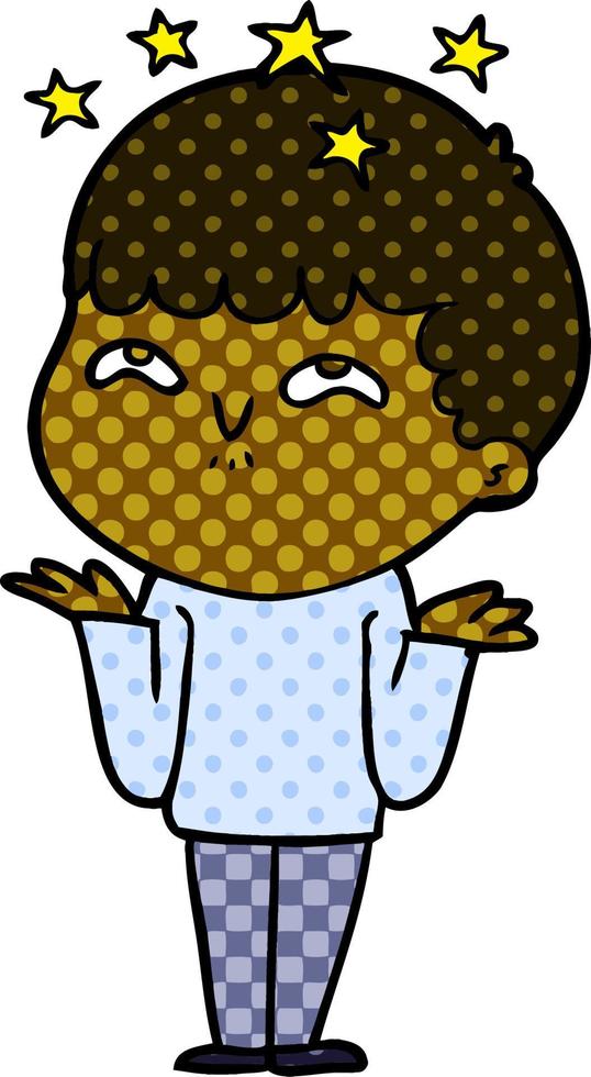 cartoon amazed boy vector