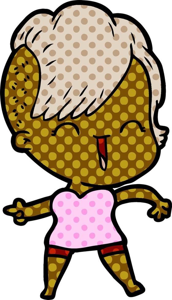 cartoon happy hipster girl vector