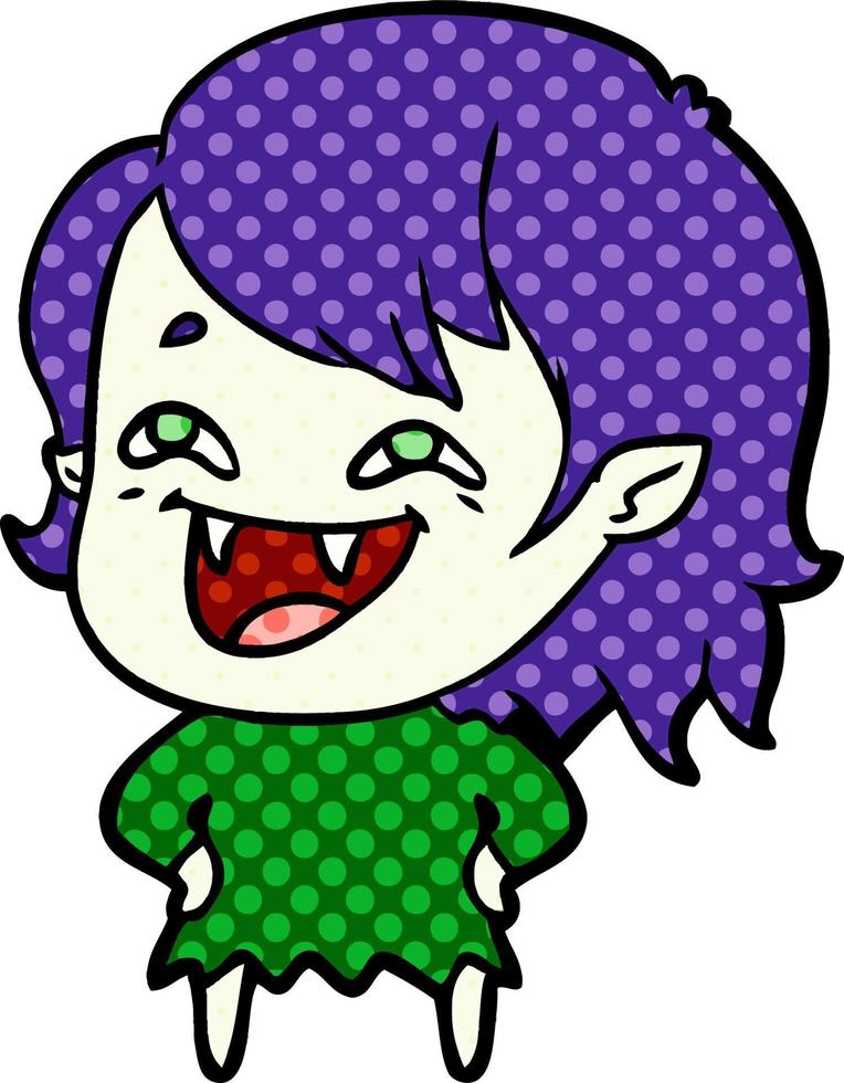 caricatura, reír, vampiro, niña vector