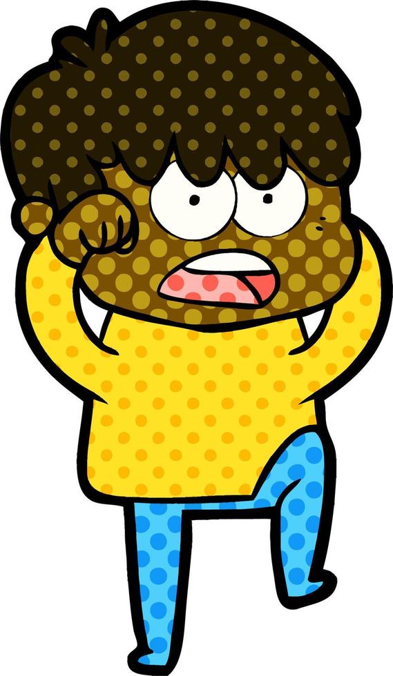worried cartoon boy vector