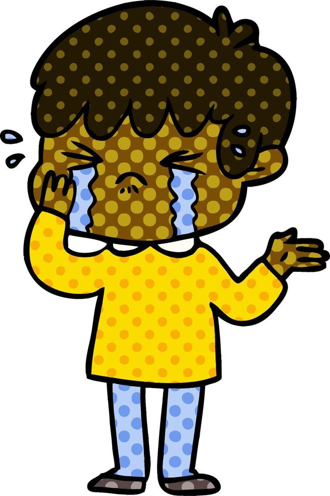 cartoon boy crying vector