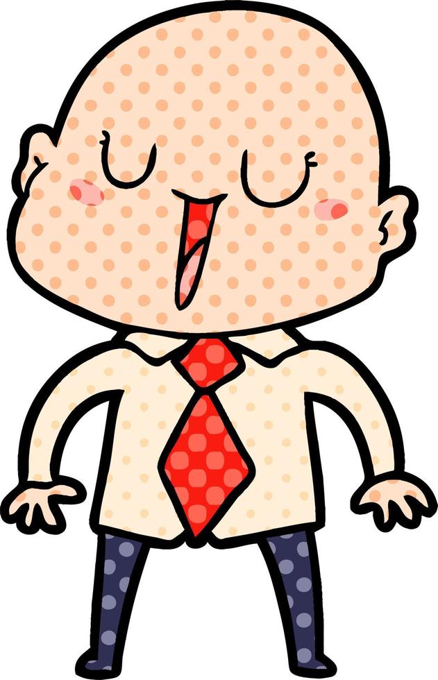 happy cartoon bald man vector