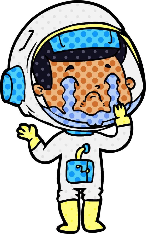 cartoon crying astronaut vector