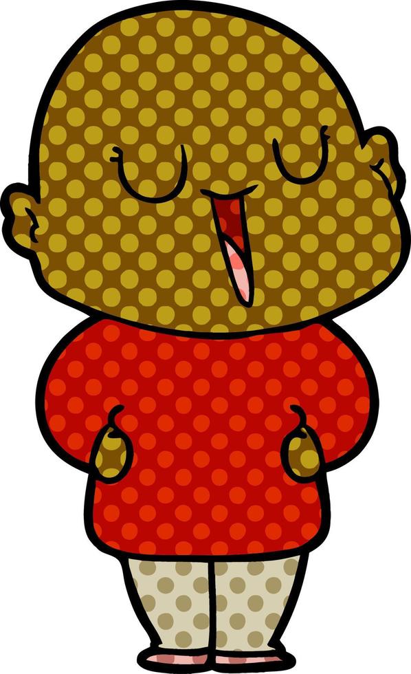 happy cartoon bald man vector